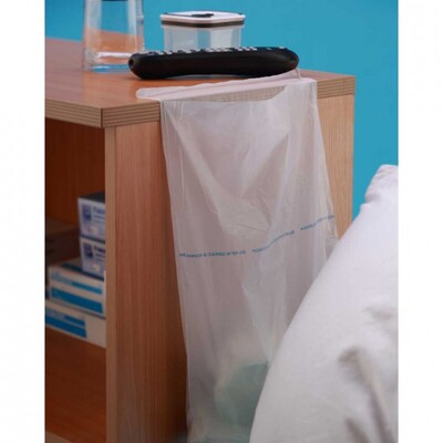 Premier Disposable White Polythene Bedside Locker Bag with Adhesive Strip - x 200