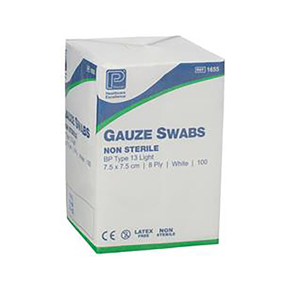 Non Sterile Gauze Swabs 12 Ply 5cm x 5cm x100