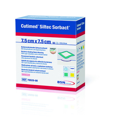 Cutimed Siltec Sorbact Dressing 7.5 cm x 7.5 cm x10