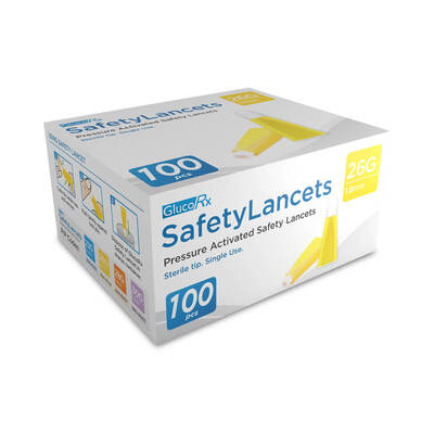 GlucoRx Safety Lancets 26G/1.8mm (100 pcs)