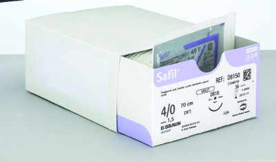 C1048150	Safil Suture	18mm	70cm	Violet	4/0	3/8 Circle Round Bodied Needle		x36	D/T