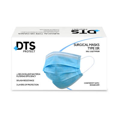 Type IIR Certified Fluid Resistant Disposable Medical Face Mask  x50