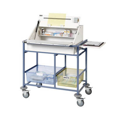 Ward Drug & Medicine Dispensing Trolley (Large Capacity) with Divider System and 2 Storage Trays