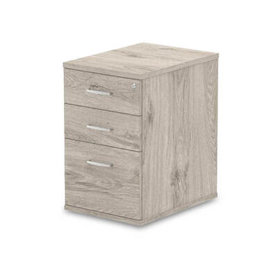 Impulse 600mm Deep 3 Drawer Desk High Pedestal Grey Oak I003221