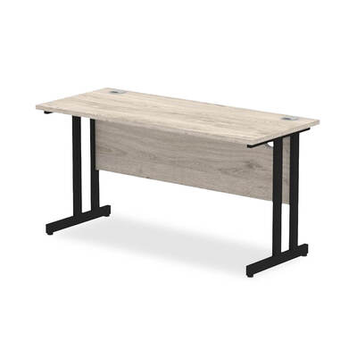 Impulse 1400 x 600mm Straight Desk Grey Oak Top Black Cantilever Leg MI003352 DD