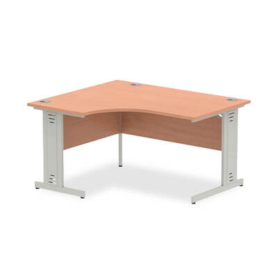 Dynamic Impulse 1400mm Left Hand Crescent Desk Beech Top Silver Cable Managed Leg I003842