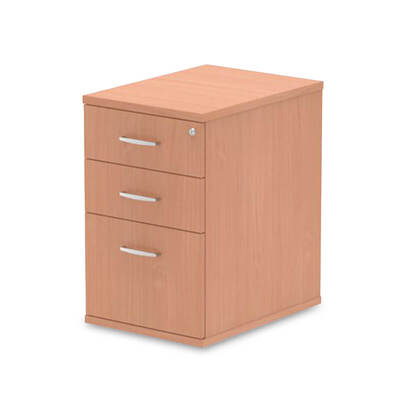 Impulse 600mm Deep 3 Drawer Desk High Pedestal Beech I000069