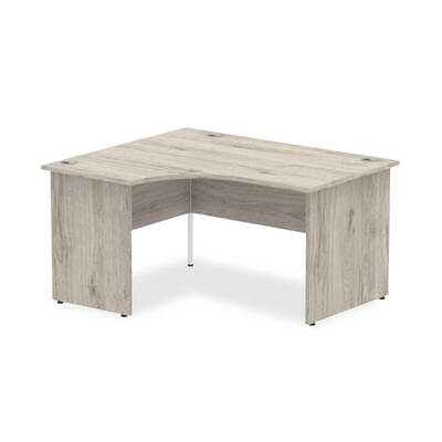 Impulse 1400mm Left Crescent Desk Grey Oak Top Panel End Leg I003867