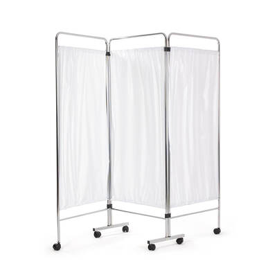 Select 3 Section Chrome Ward Screen with Curtains